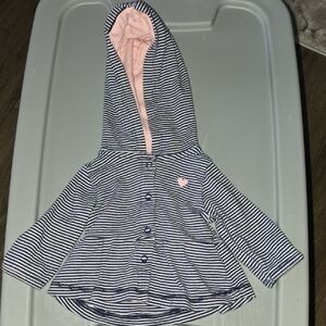 (J59) Carter's Navy and Pink Striped Baby Jacket Sz Newborn